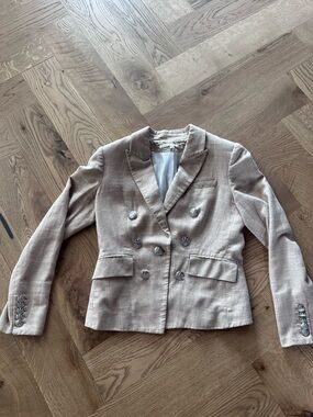 Veronica Beard Double-Breasted Blazer in Light Beige